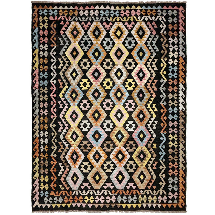 Afghan Vegetable Kilim Rug 6'7" x 9'5" Flat-Weave | No. AL838883
