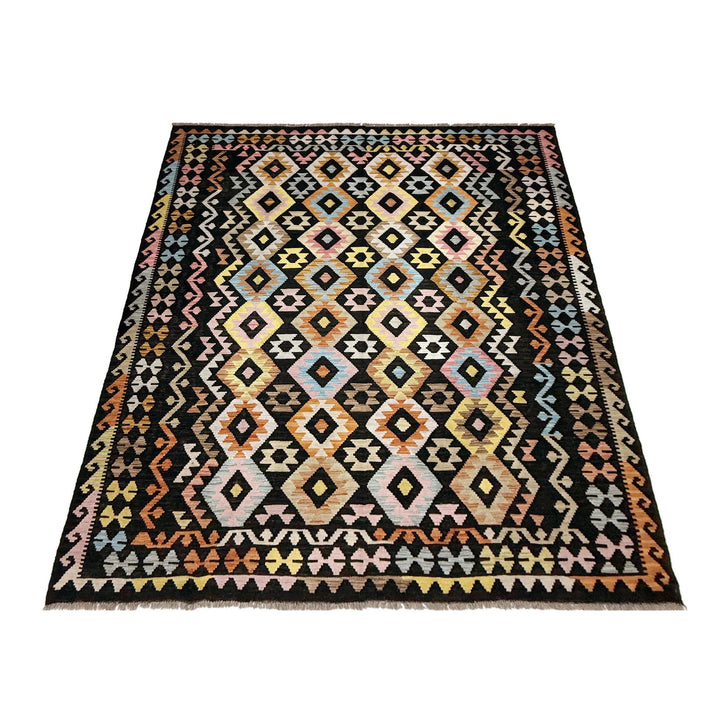 Afghan Vegetable Kilim Rug 6'7" x 9'5" Flat-Weave | No. AL838883