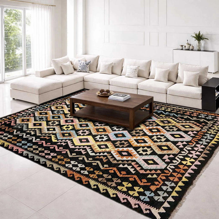 Afghan Vegetable Kilim Rug 6'7" x 9'5" Flat-Weave | No. AL838883