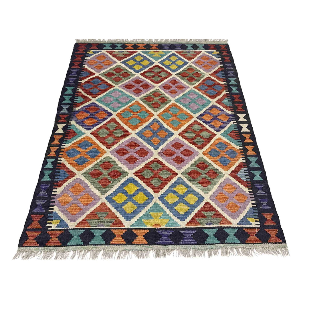 Afghan Vegetable Kelim Rug 3'5" x 5'1" Flat-Weave | No. AL839504