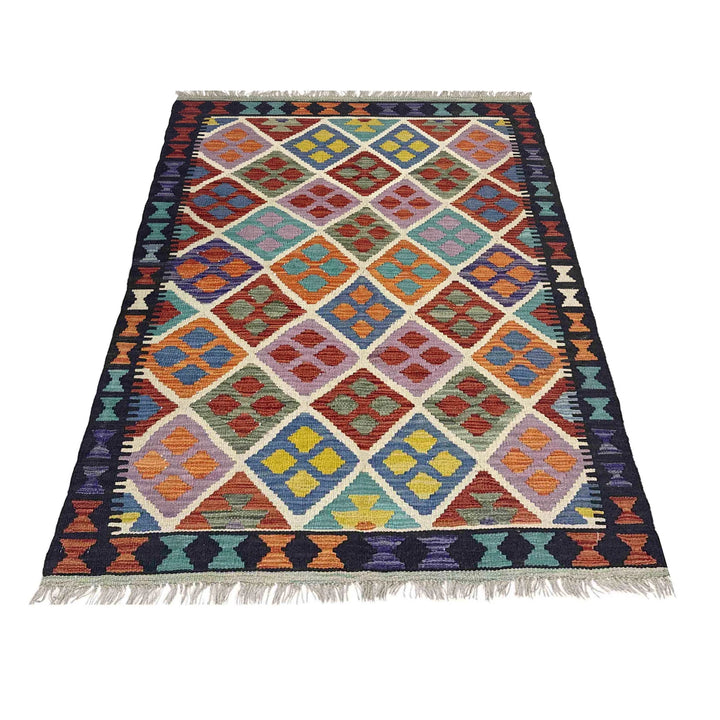 Afghan Vegetable Kelim Rug 3'5" x 5'1" Flat-Weave | No. AL839504