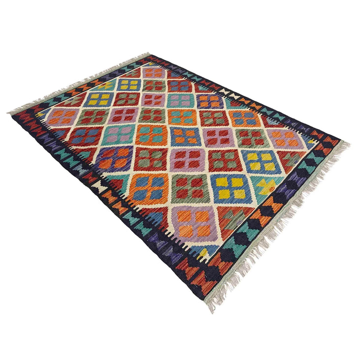 Afghan Vegetable Kelim Rug 3'5" x 5'1" Flat-Weave | No. AL839504