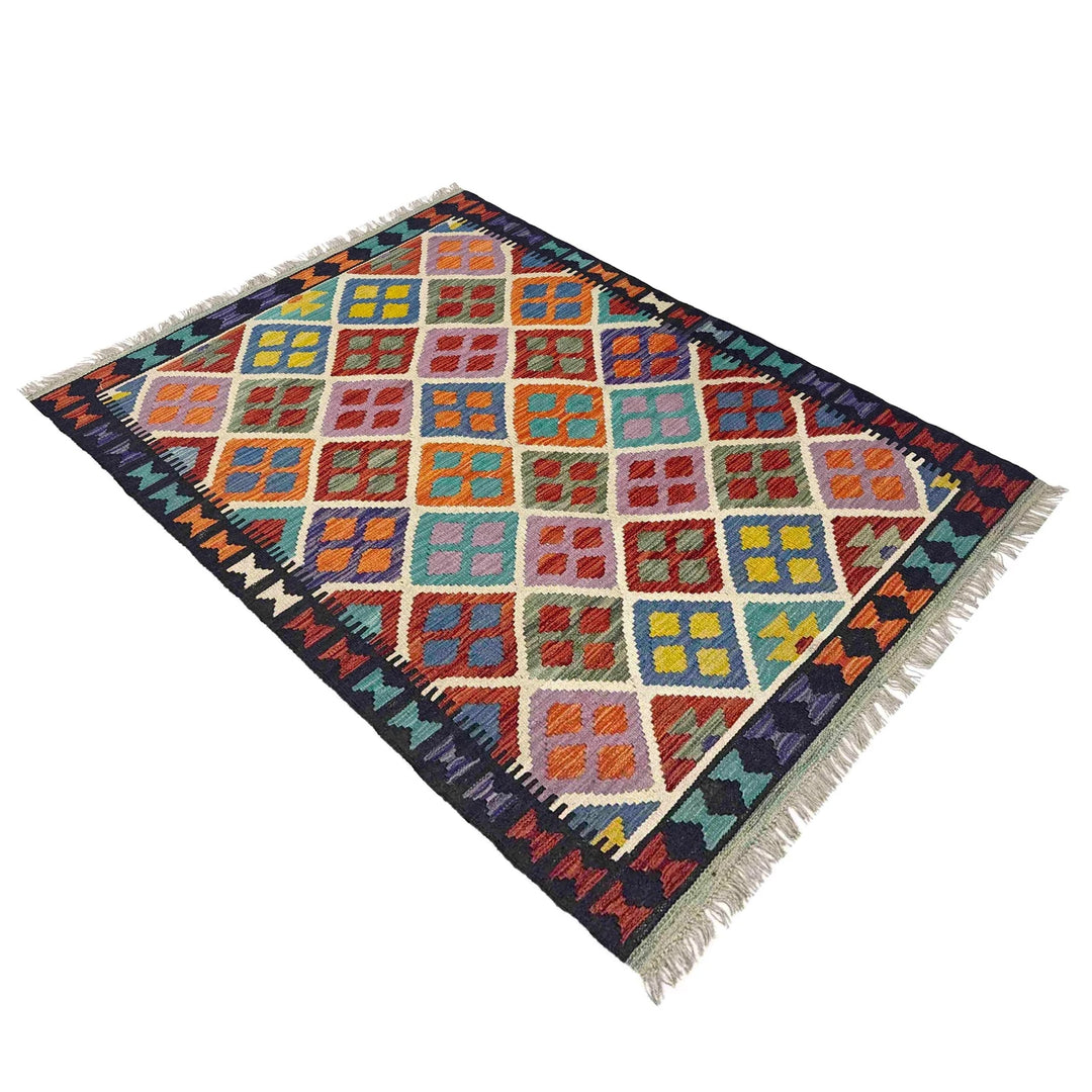 Afghan Vegetable Kelim Rug 3'5" x 5'1" Flat-Weave | No. AL839504