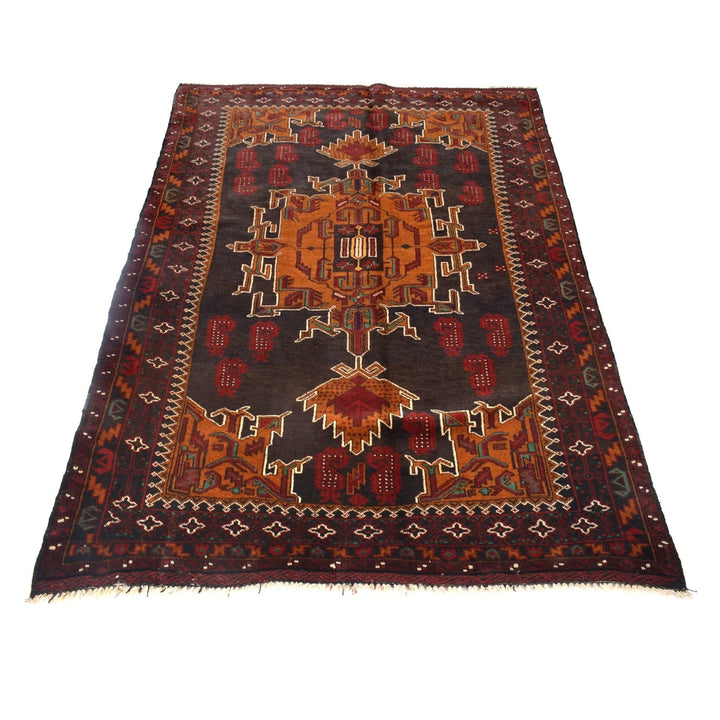Afghan Baluchi Rug 4' 1" x 6' 2" Hand-Knotted | No. AL83958