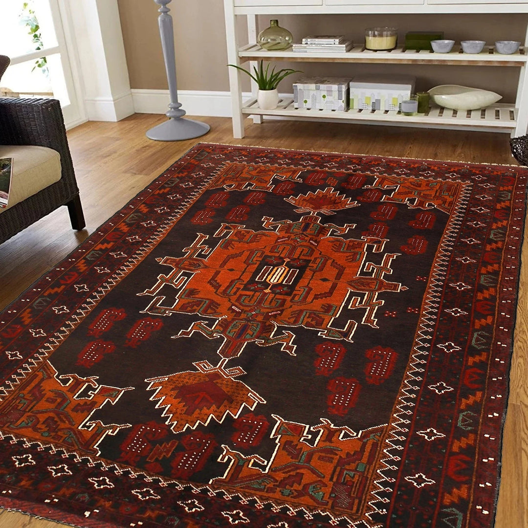 Afghan Baluchi Rug 4' 1" x 6' 2" Hand-Knotted | No. AL83958