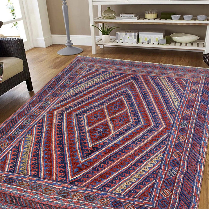 Multicolor Afghan Mashwani Rug 4' 11" x 6' 0" Hand-Knotted | No. AL83963