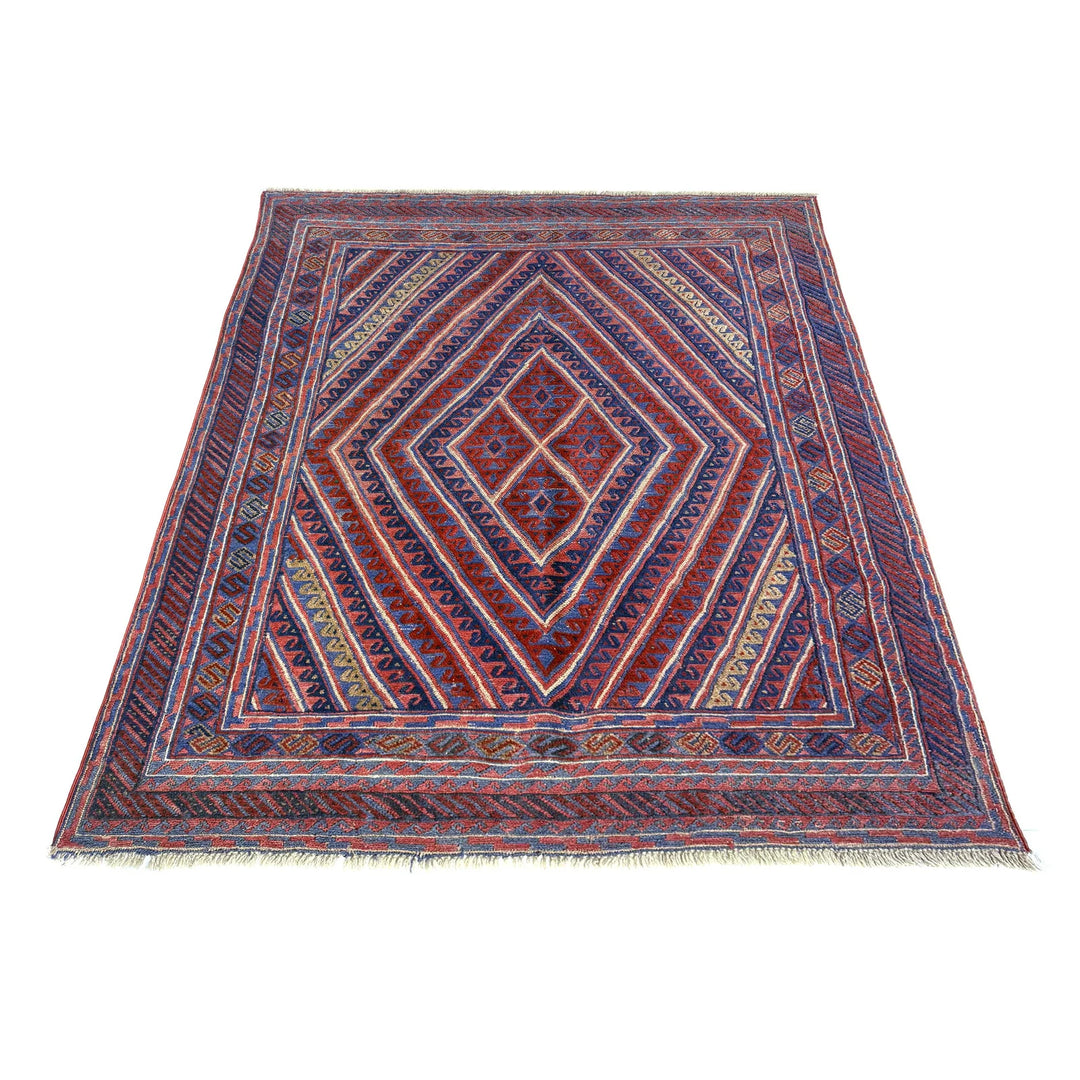 Multicolor Afghan Mashwani Rug 4' 11" x 6' 0" Hand-Knotted | No. AL83963