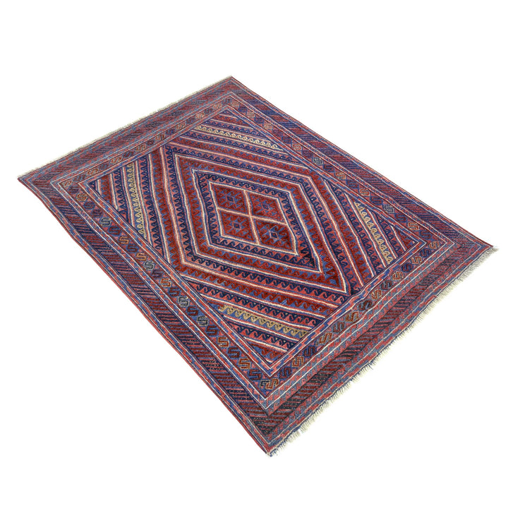 Multicolor Afghan Mashwani Rug 4' 11" x 6' 0" Hand-Knotted | No. AL83963