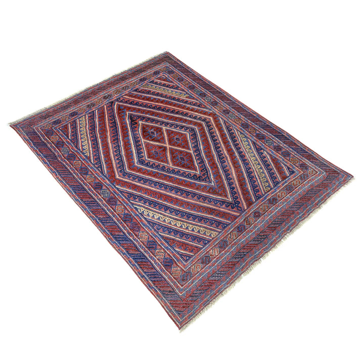Multicolor Afghan Mashwani Rug 4' 11" x 6' 0" Hand-Knotted | No. AL83963