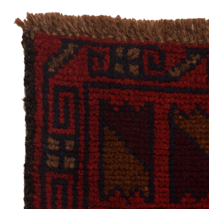 Red Afghan Baluchi Rug 2' 9" x 4' 7" Hand-Knotted | No. AL83989