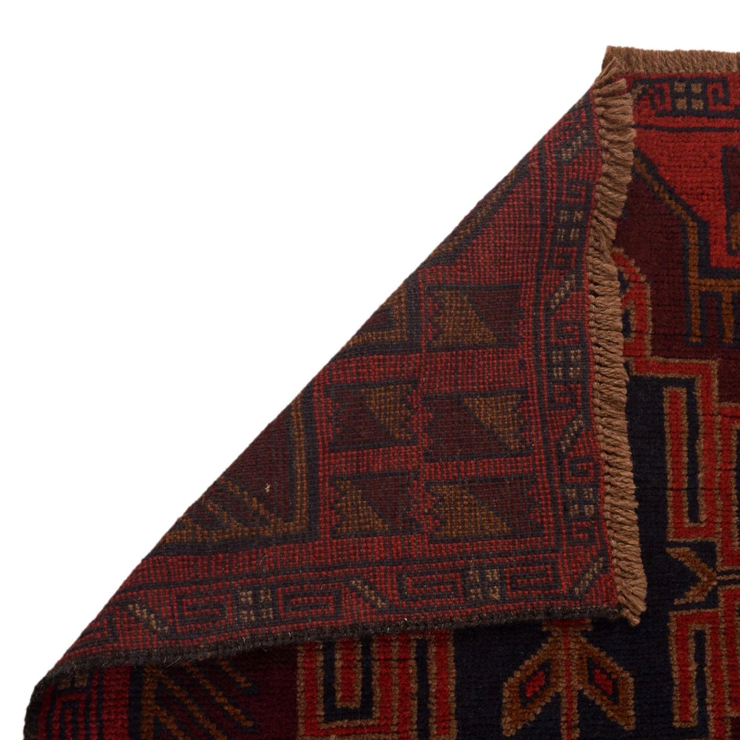 Red Afghan Baluchi Rug 2' 9" x 4' 7" Hand-Knotted | No. AL83989