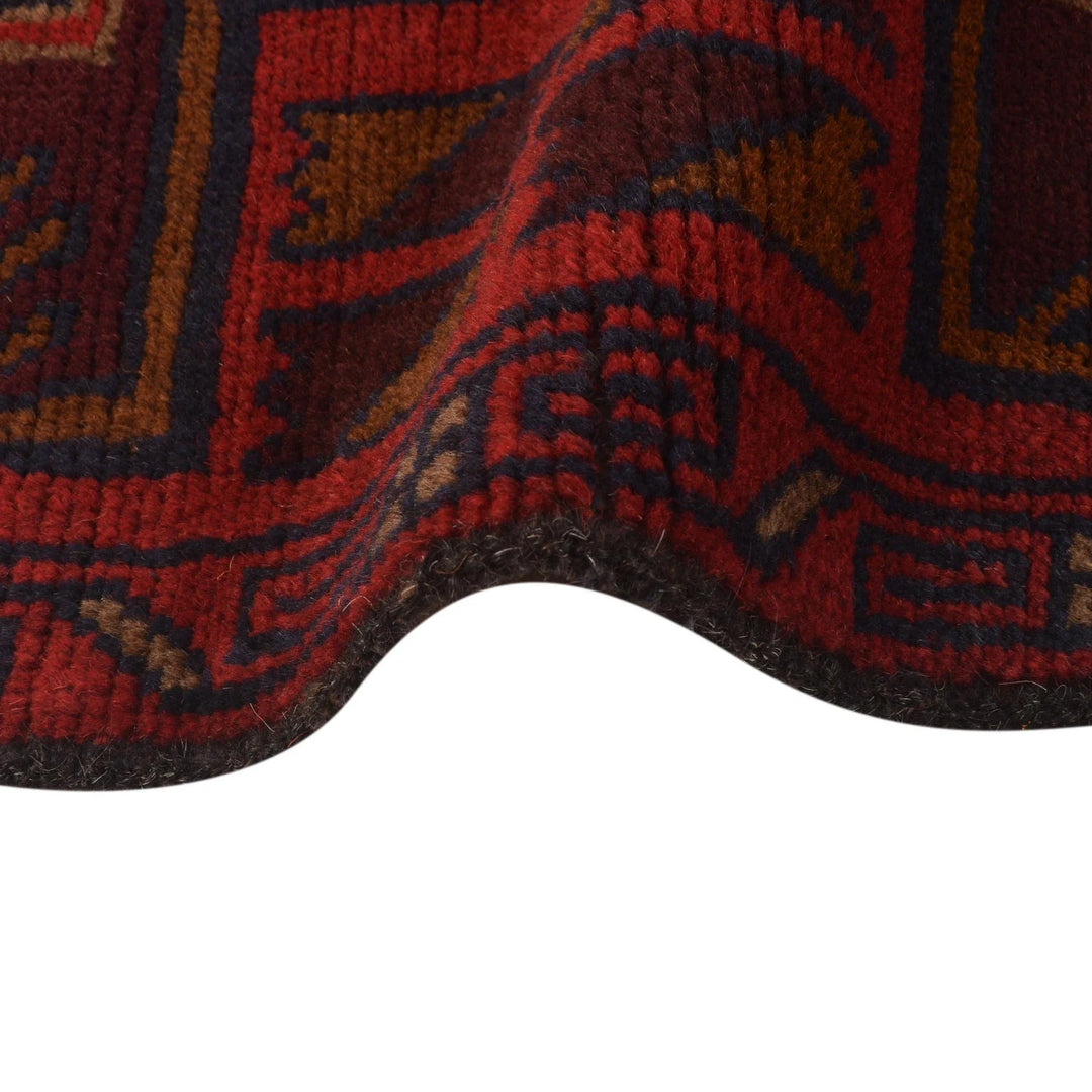 Red Afghan Baluchi Rug 2' 9" x 4' 7" Hand-Knotted | No. AL83989