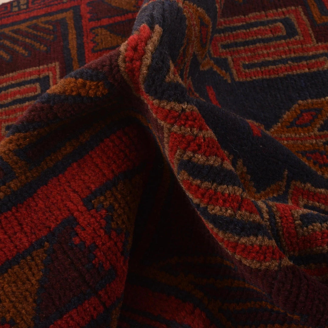 Red Afghan Baluchi Rug 2' 9" x 4' 7" Hand-Knotted | No. AL83989