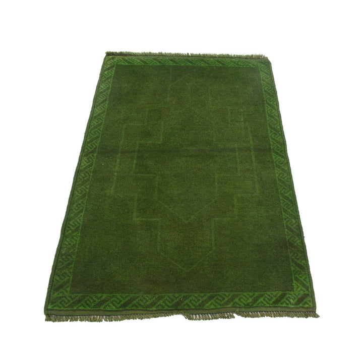 Green Pakistani Overdyed Rug 2' 10" x 4' 6" Hand-Knotted | No. AL84007
