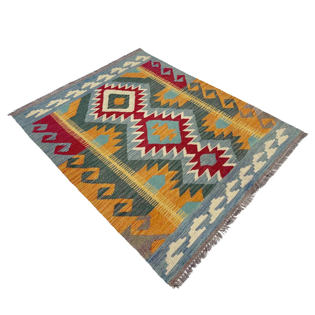Afghan Vegetable Kilim Rug 2'11" x 4'0" Flat-Weave | No. AL840406
