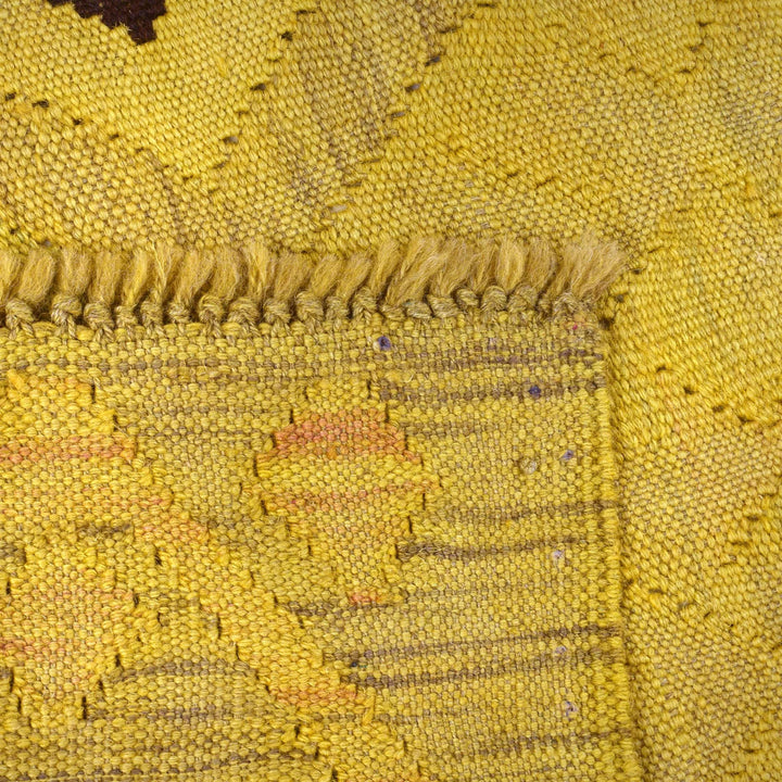 Yellow Afghan Kilim Rug 3' 6" x 4' 7" Flat-Weave | No. AL84120
