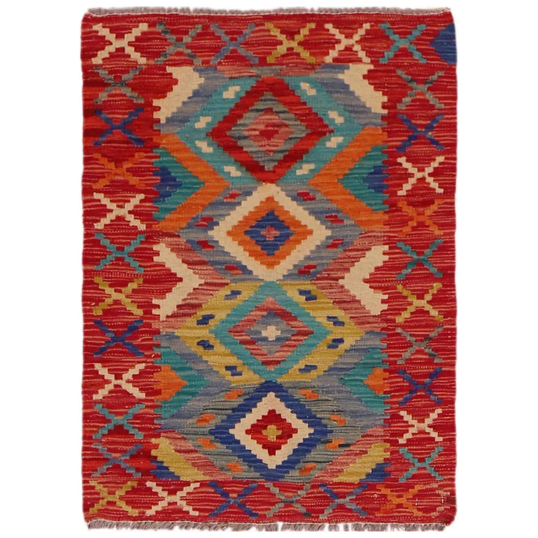 Afghan Vegetable Kelim Rug 2' 0" x 3' 0" Flat-Weave | No. AL84139