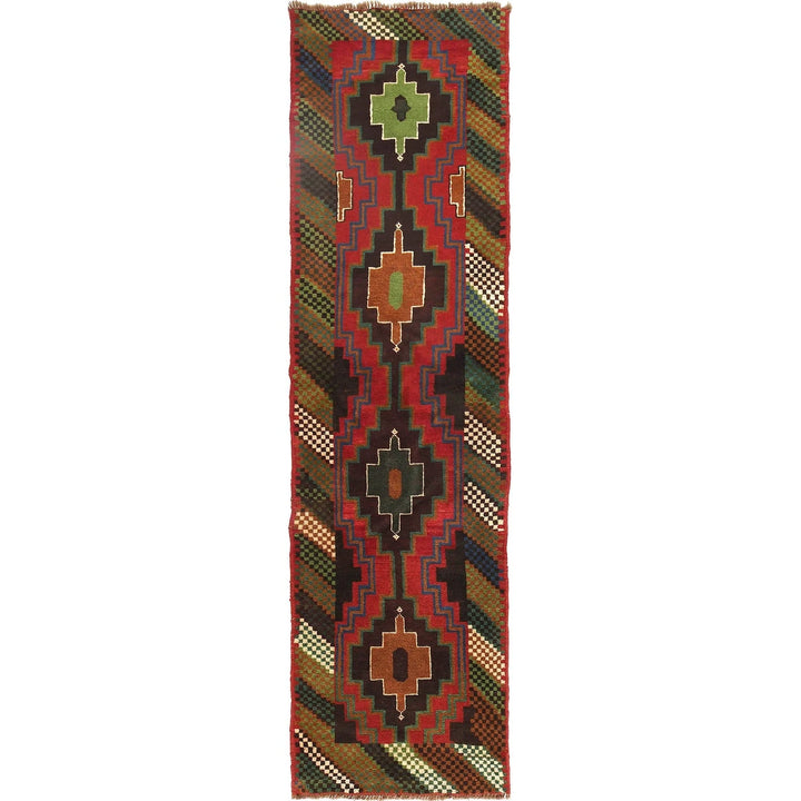 Red Afghan Baluchi Rug 2' 6" x 9' 5" Hand-Knotted | No. AL84245