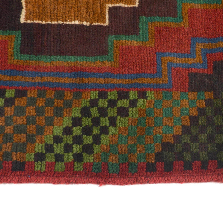 Red Afghan Baluchi Rug 2' 6" x 9' 5" Hand-Knotted | No. AL84245