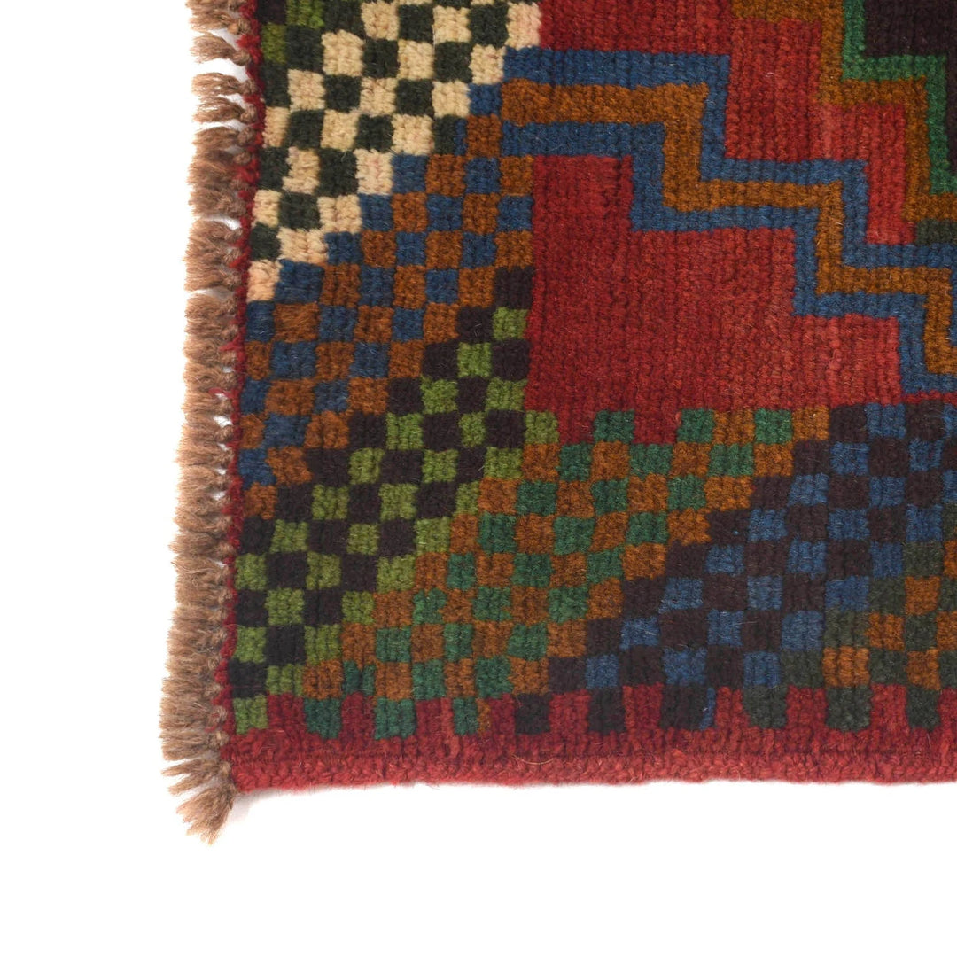 Red Afghan Baluchi Rug 2' 6" x 9' 5" Hand-Knotted | No. AL84245