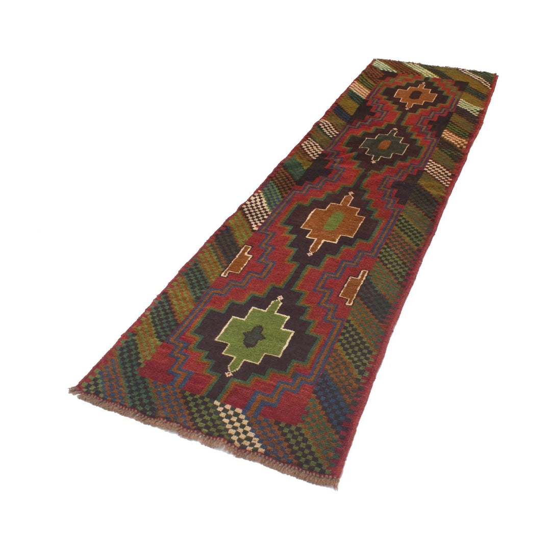 Red Afghan Baluchi Rug 2' 6" x 9' 5" Hand-Knotted | No. AL84245