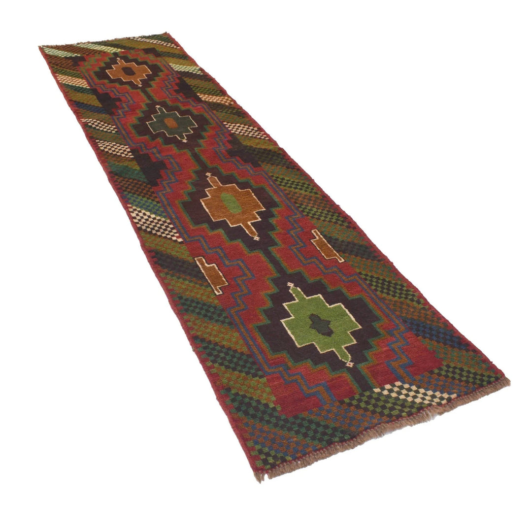 Red Afghan Baluchi Rug 2' 6" x 9' 5" Hand-Knotted | No. AL84245