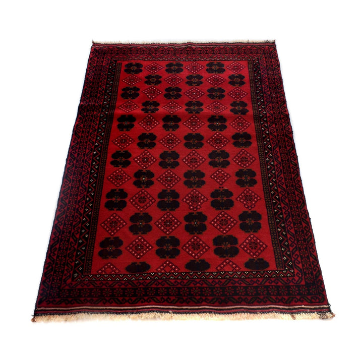 Red Afghan Baluchi Rug 2' 11" x 4' 8" Hand-Knotted | No. AL84278