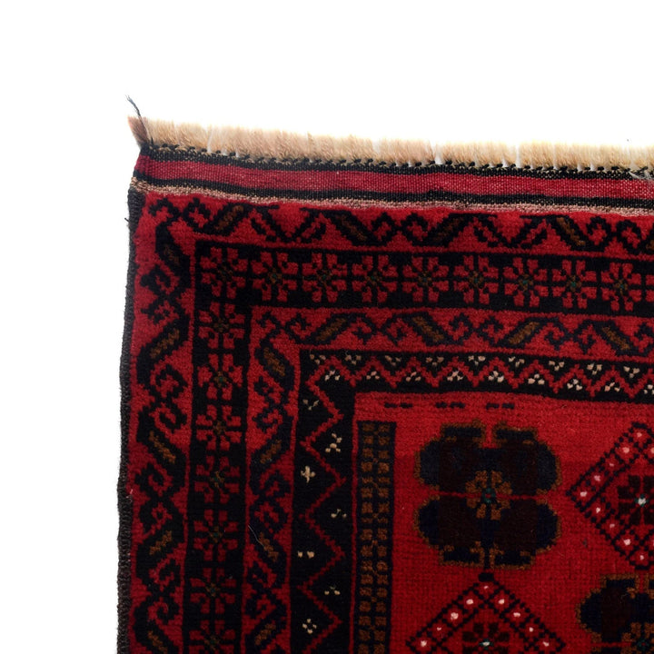 Red Afghan Baluchi Rug 2' 11" x 4' 8" Hand-Knotted | No. AL84278