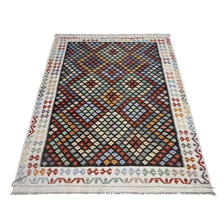 Afghan Kilim Rug 6' 4" x 9' 7" Flat-Weave | No. AL84298