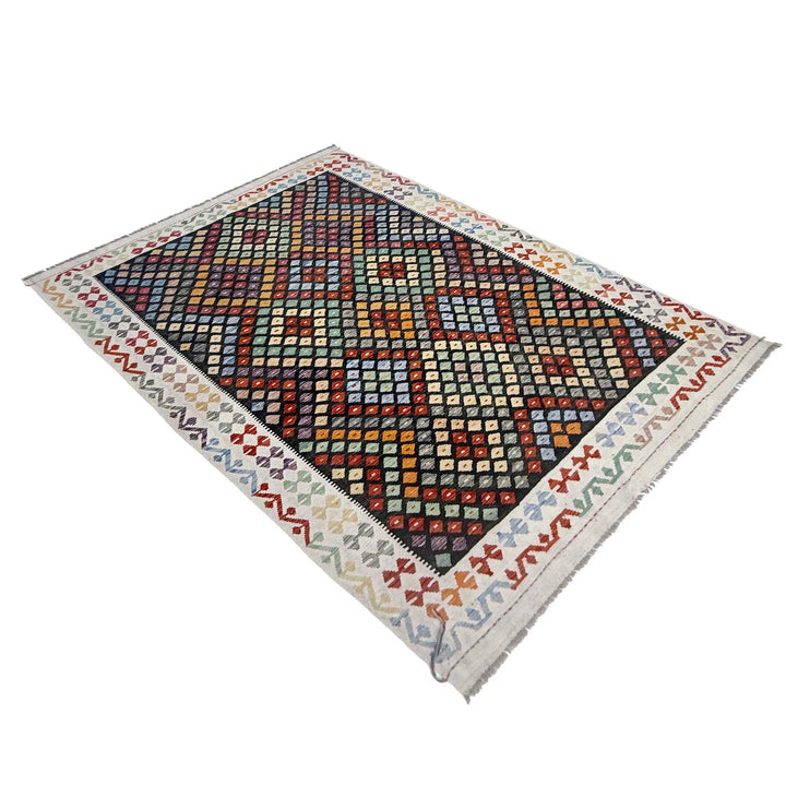 Afghan Kilim Rug 6' 4" x 9' 7" Flat-Weave | No. AL84298