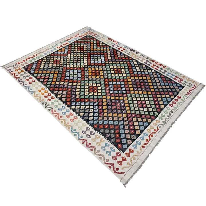 Afghan Kilim Rug 6' 4" x 9' 7" Flat-Weave | No. AL84298