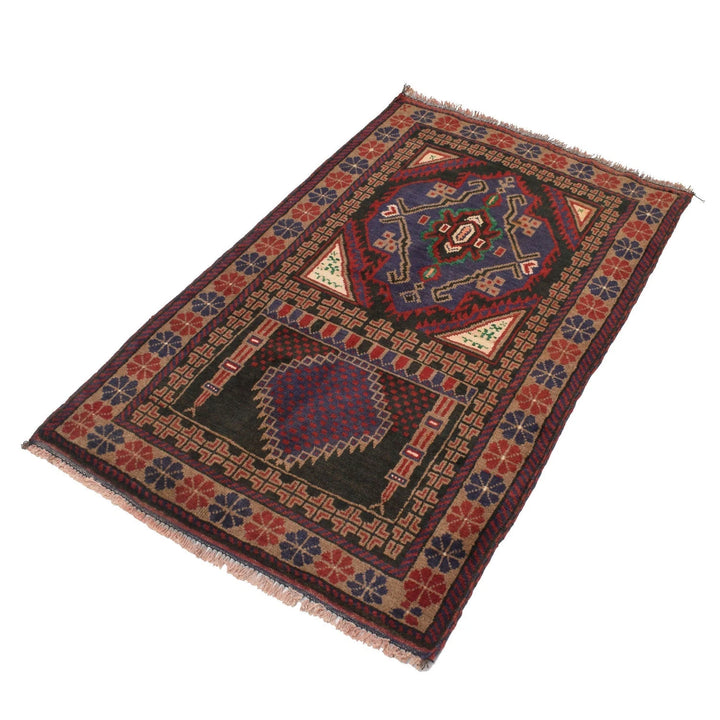 Afghan Prayer Rug 2' 8" x 4' 4" Hand-Knotted | No. AL84400