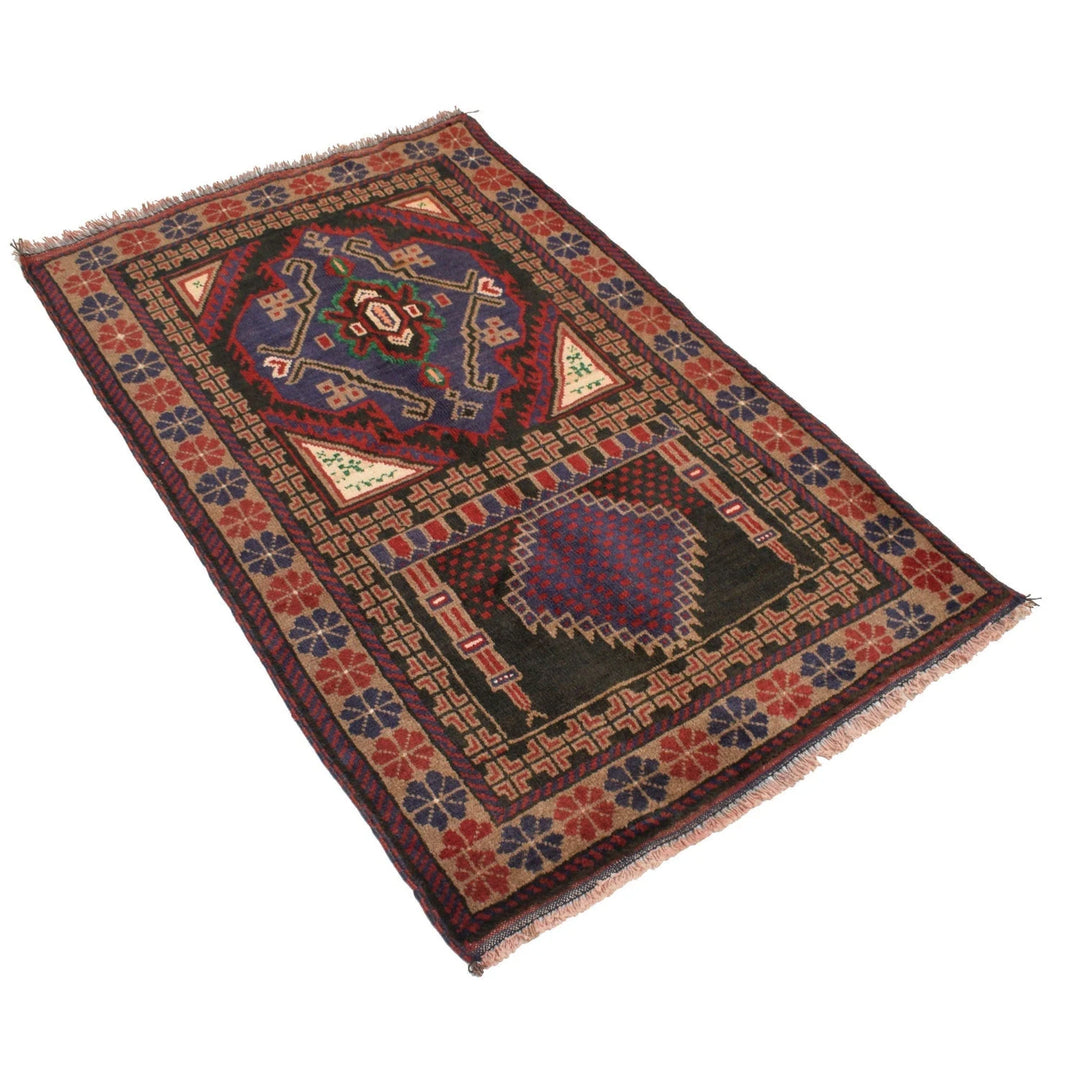 Afghan Prayer Rug 2' 8" x 4' 4" Hand-Knotted | No. AL84400