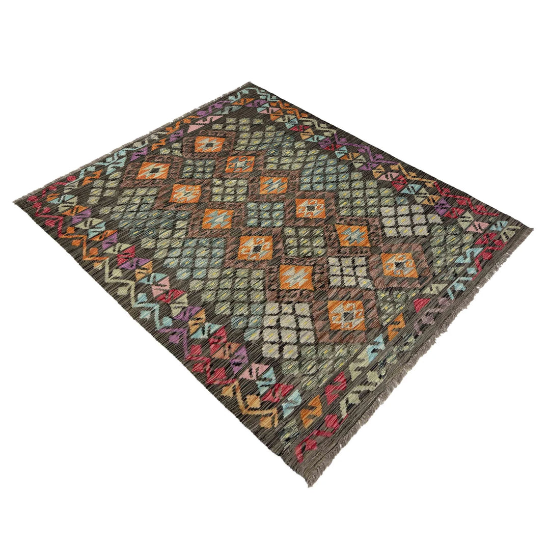 Afghan Vegetable Kilim Rug 4' 3" x 5' 10" Flat-Weave | No. AL844862
