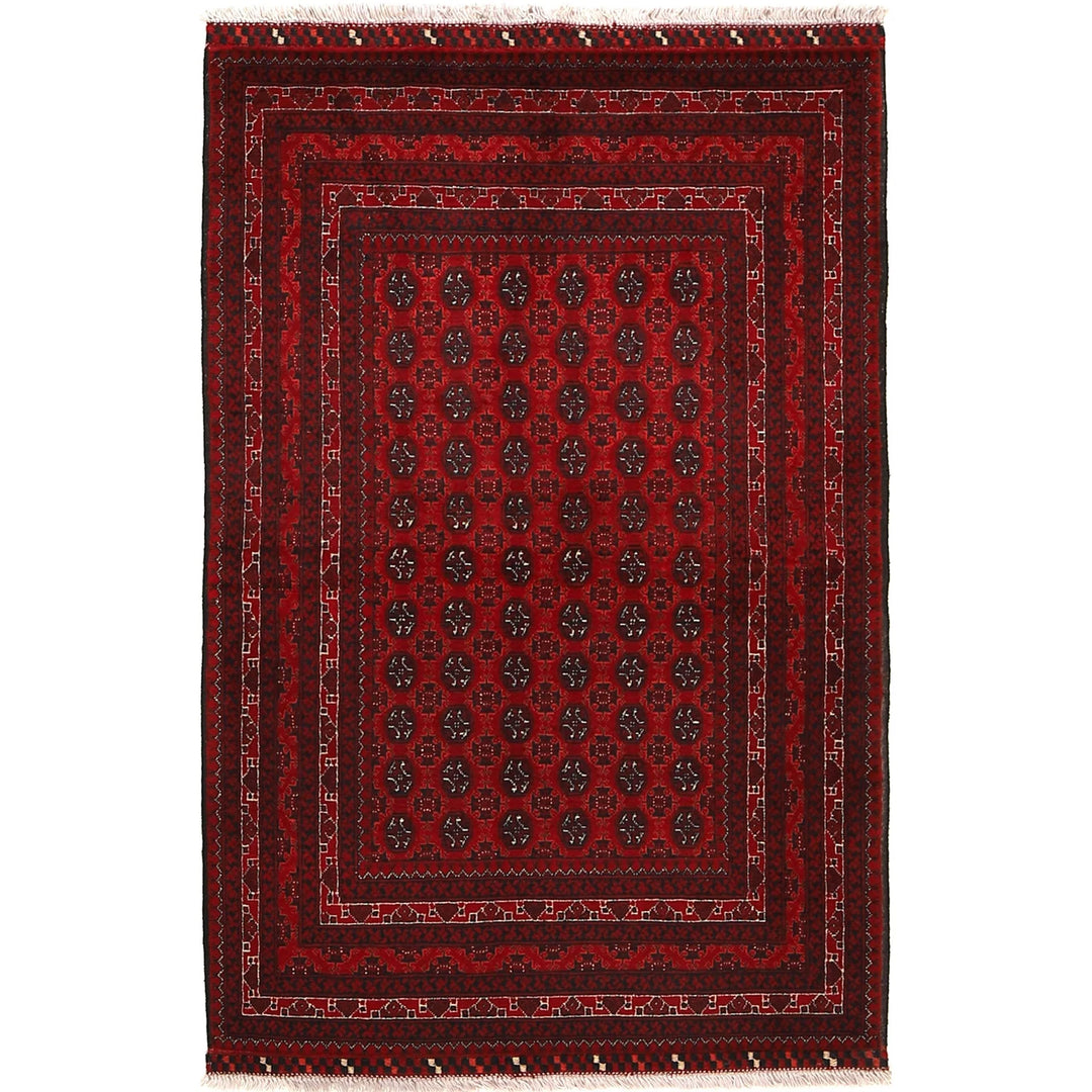 Burgundy Afghan Khoja Roshnai Rug 3' 3" x 5' 1" Hand-Knotted | No. AL844974
