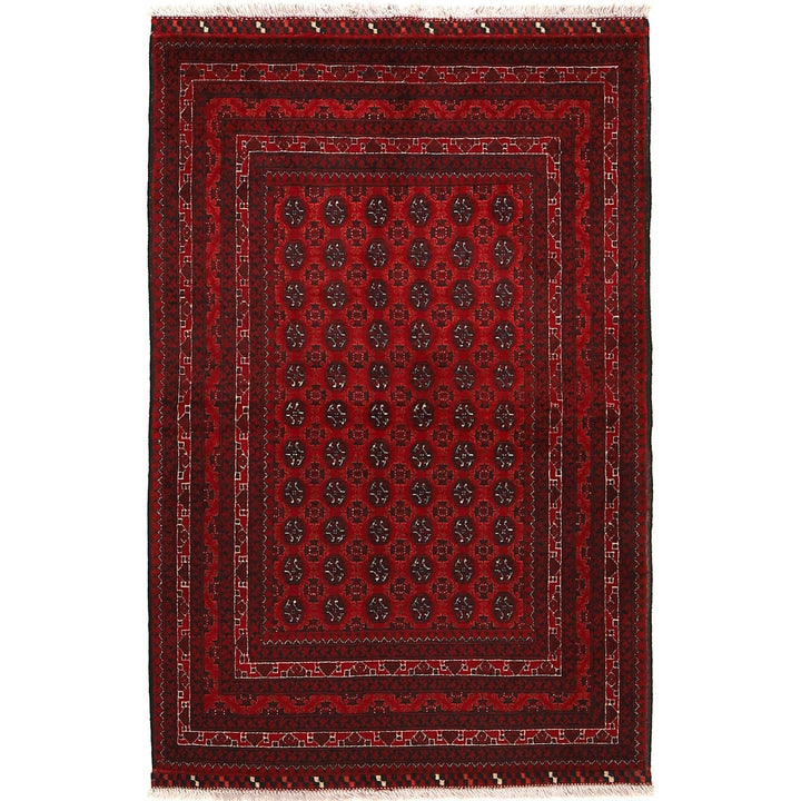 Burgundy Afghan Khoja Roshnai Rug 3' 3" x 5' 1" Hand-Knotted | No. AL844974