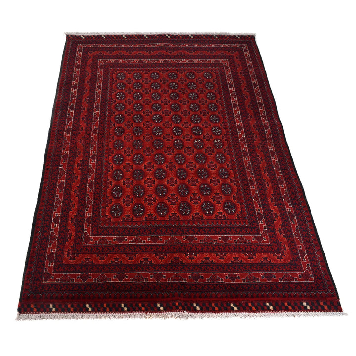 Burgundy Afghan Khoja Roshnai Rug 3' 3" x 5' 1" Hand-Knotted | No. AL844974