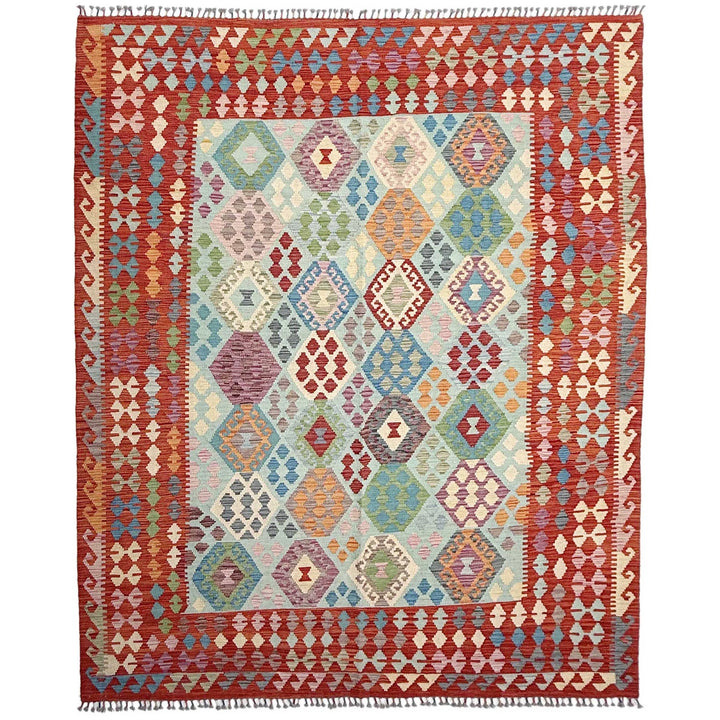 Afghan Vegetable Kilim Rug 7'3" x 9'9" Flat-Weave | No. AL84507