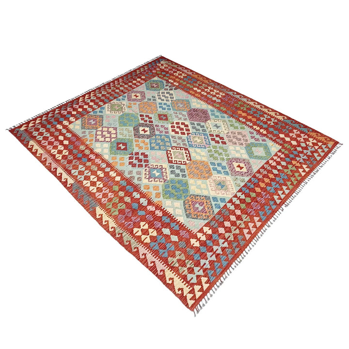 Afghan Vegetable Kilim Rug 7'3" x 9'9" Flat-Weave | No. AL84507