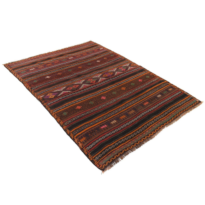 Afghan Laghari Kilim Rug 4'8" x 6'3" Flat-Weave | No. AL84514