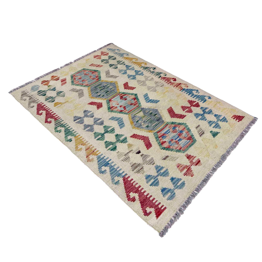 Afghan Vegetable Kilim Rug 2' 8" x 4' 1" Flat-Weave | No. AL845350