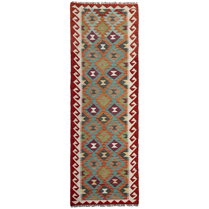 Afghan Vegetable Kilim Rug 2' 7" x 9' 6" Flat-Weave | No. AL846344