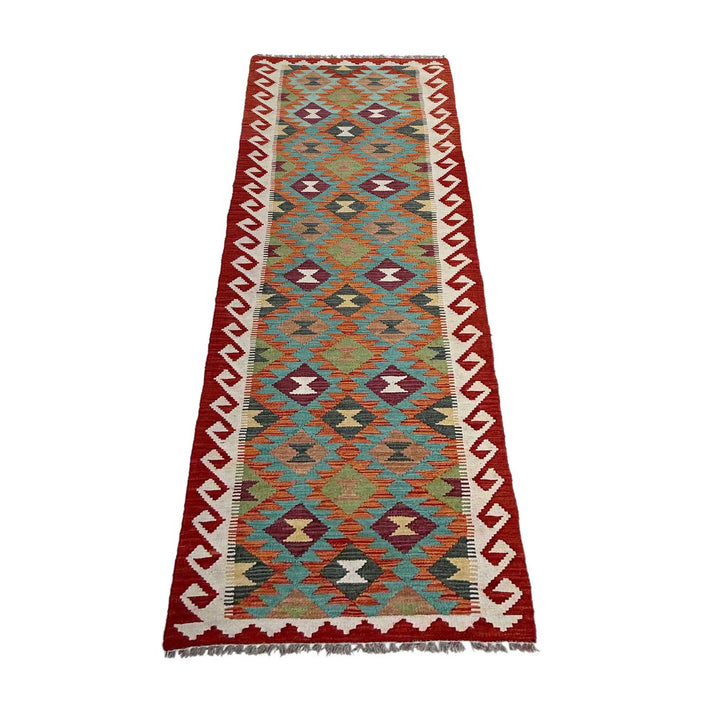 Afghan Vegetable Kilim Rug 2' 7" x 9' 6" Flat-Weave | No. AL846344