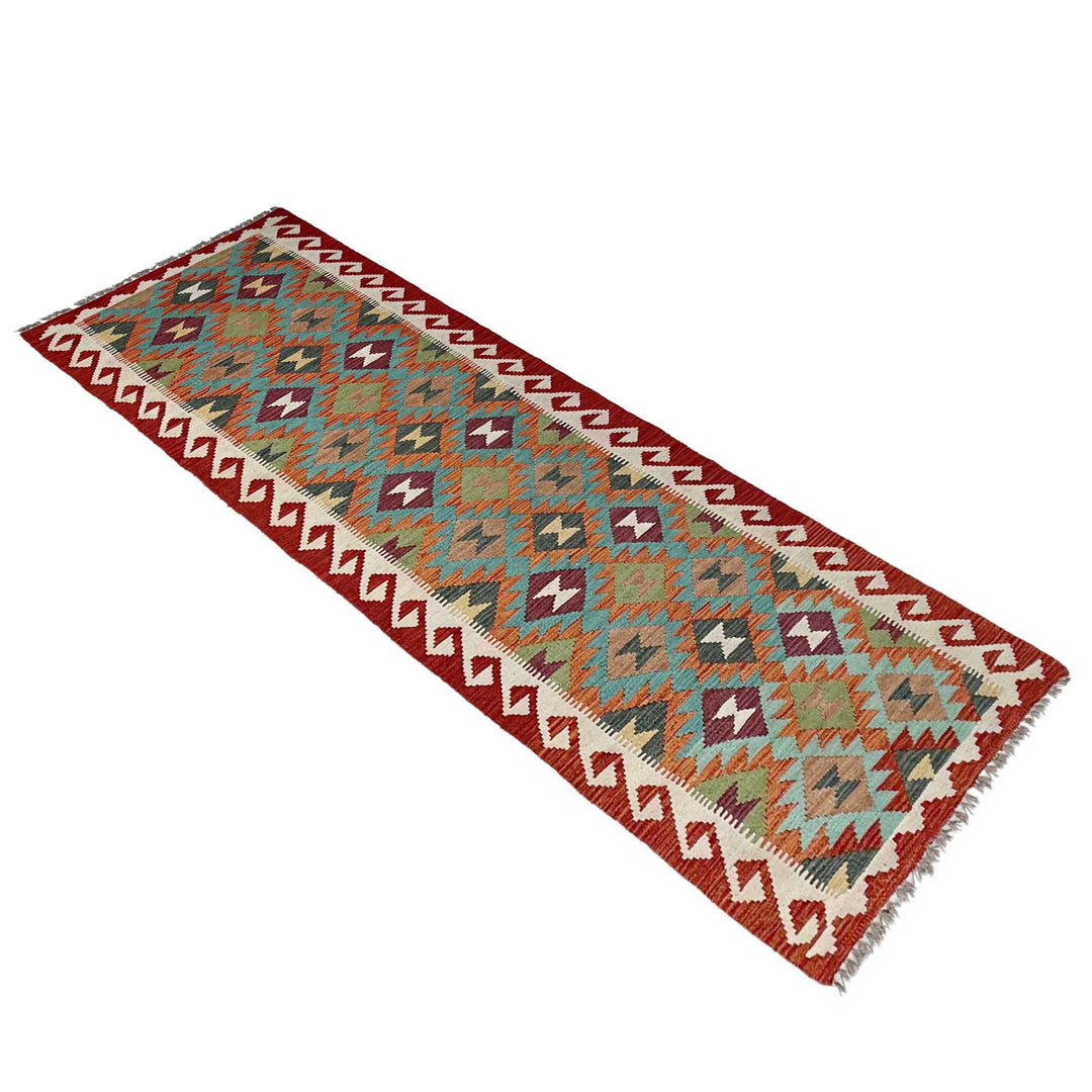 Afghan Vegetable Kilim Rug 2' 7" x 9' 6" Flat-Weave | No. AL846344