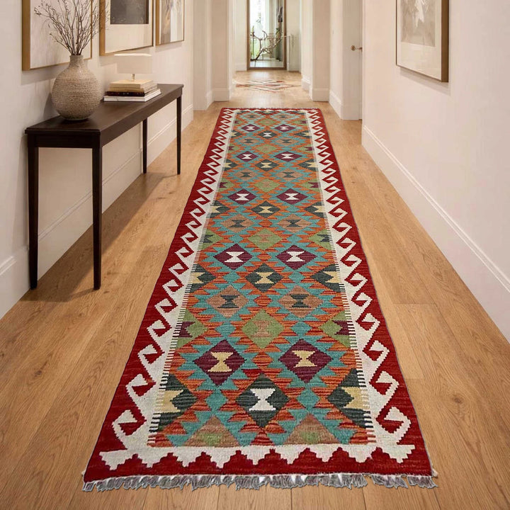 Afghan Vegetable Kilim Rug 2' 7" x 9' 6" Flat-Weave | No. AL846344