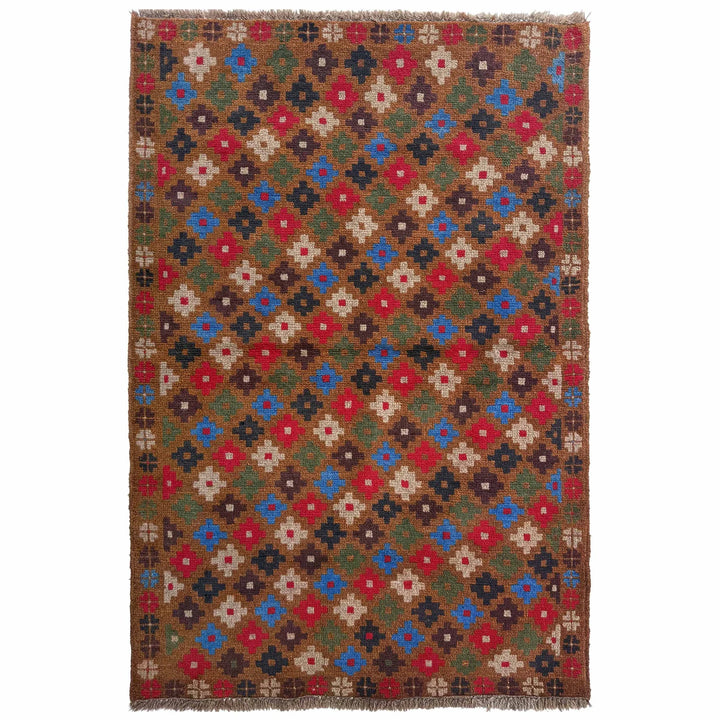 Afghan Baluchi Rug 3' 3" x 4' 10" Hand-Knotted | No. AL84638