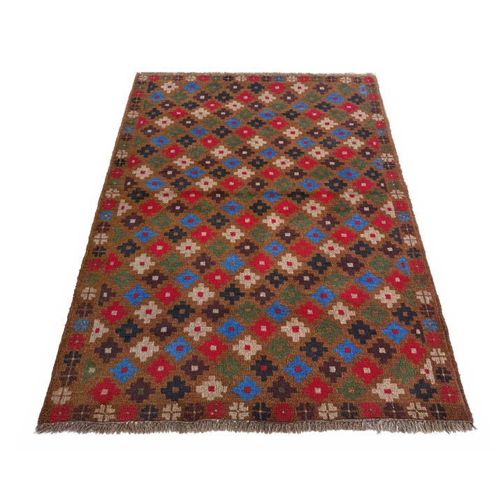 Afghan Baluchi Rug 3' 3" x 4' 10" Hand-Knotted | No. AL84638