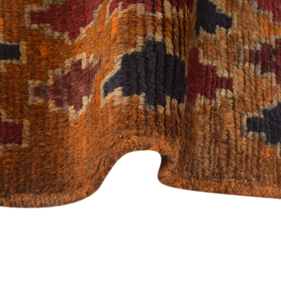 Orange Afghan Baluchi Rug 3' 7" x 6' 6" Hand-Knotted | No. AL84648