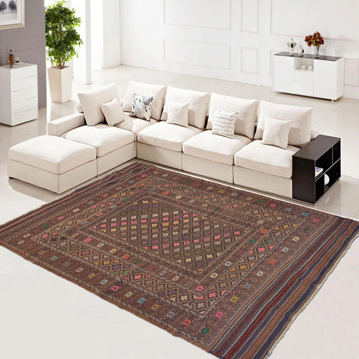 Afghan Kilim Rug 5' 3" x 7' 4" Flat-Weave | No. AL84690