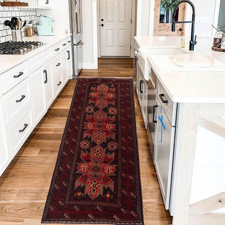 Red Afghan Baluchi Rug 2' 9" x 7' 0" Hand-Knotted | No. AL84694